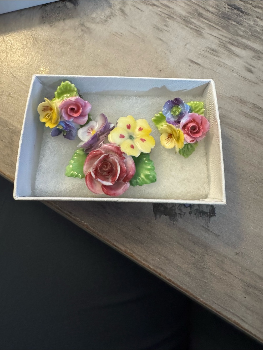 Floral Broach & Clip On Earrings